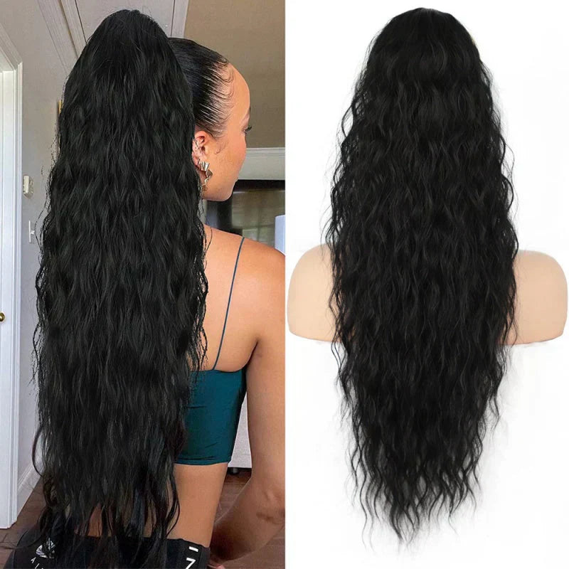⏳TIJDELIJK 50% KORTING💥💖 45 cm Krullend, Golvend Frizz-haardikker met Paardenstaart
