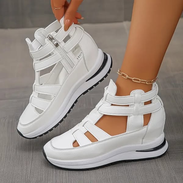 🔥 Laatste dag 60% korting - Comfortabele lichte wig sandalen met rits aan de zijkant