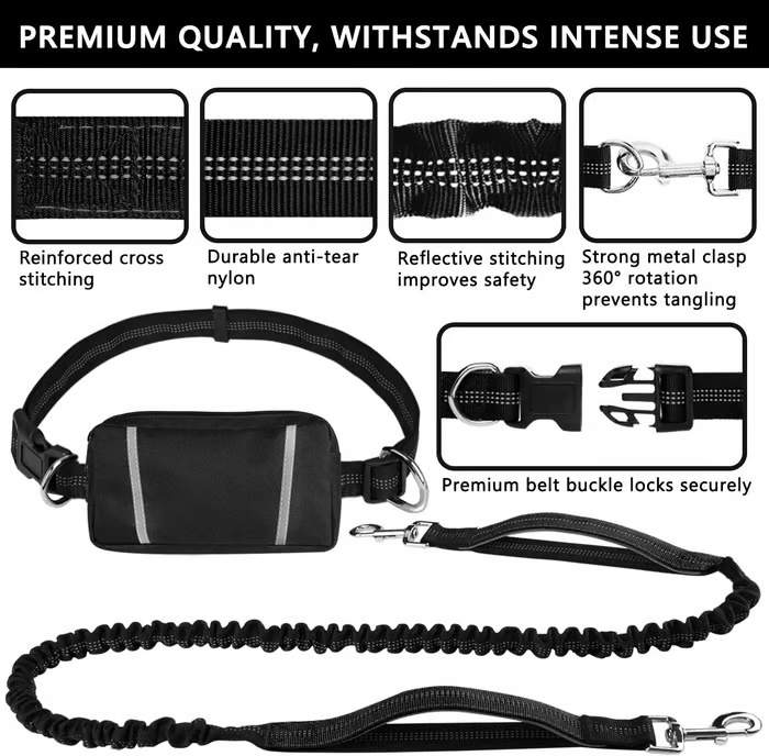 Handsfree hondenriem met praktisch heuptasje
