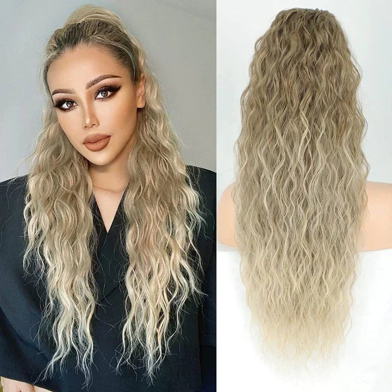 ⏳TIJDELIJK 50% KORTING💥💖 45 cm Krullend, Golvend Frizz-haardikker met Paardenstaart