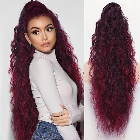 ⏳TIJDELIJK 50% KORTING💥💖 45 cm Krullend, Golvend Frizz-haardikker met Paardenstaart