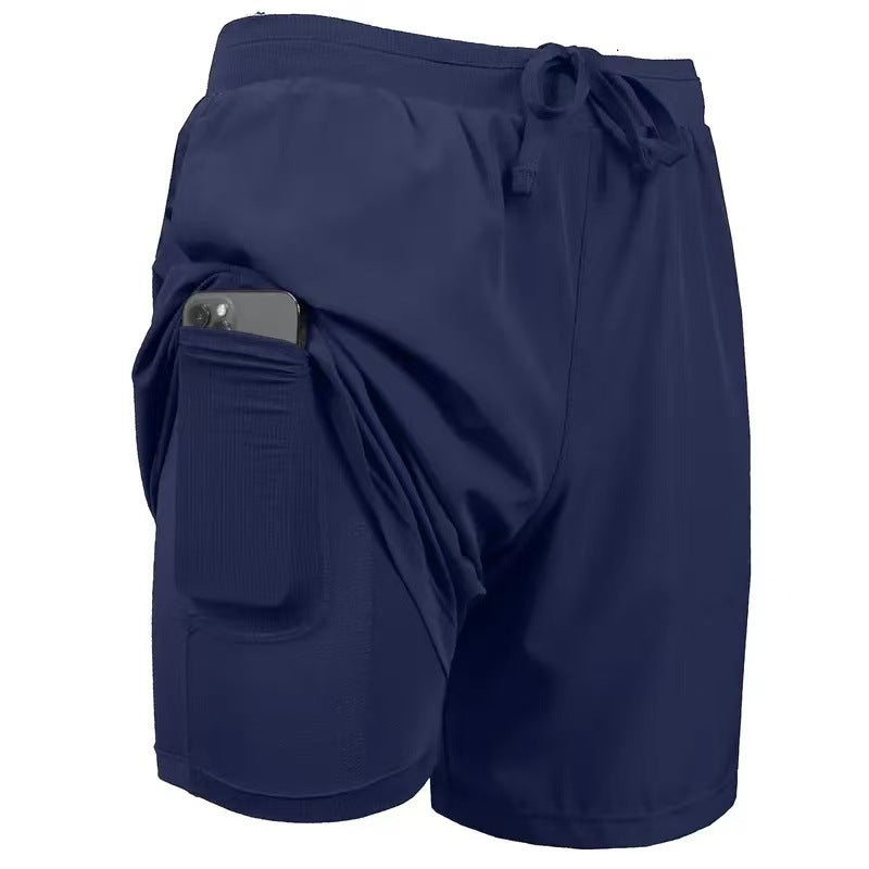 2-in-1 stretchy, actieve en sneldrogende joggingshort met voering voor heren