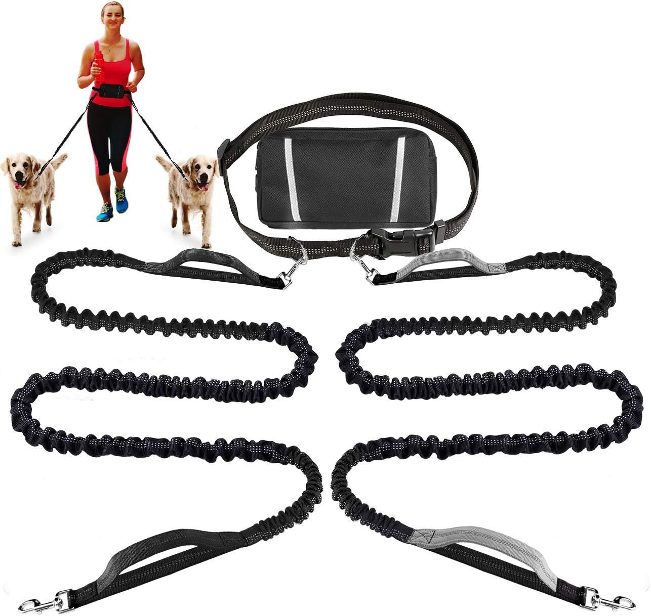 Handsfree hondenriem met praktisch heuptasje