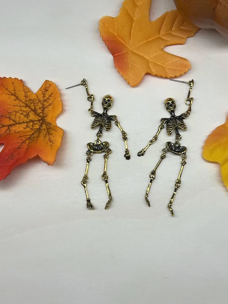 Gouden Skelet Oorbellen/Gouden Skelet Oorbelle