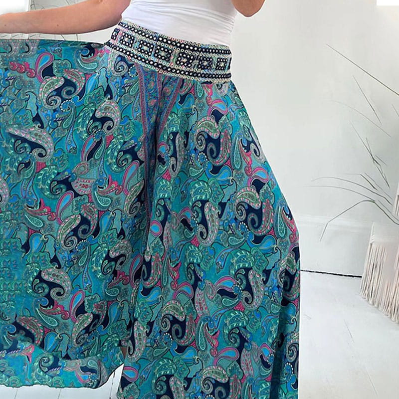🌸Wat zal ik morgen aantrekken?💥Broek met elastische tailleband en etnisch patroon