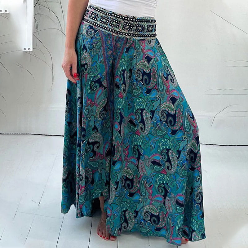 🌸Wat zal ik morgen aantrekken?💥Broek met elastische tailleband en etnisch patroon