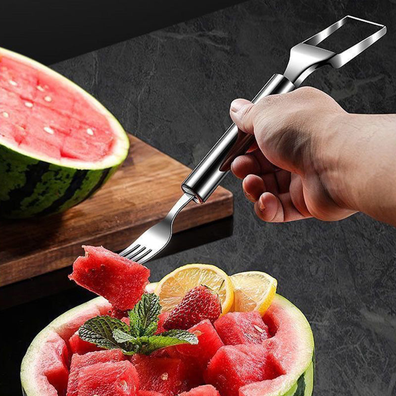 2 in 1 RVS Fruit Snijder Vork Snijplank