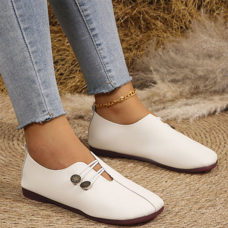 Nieuwe zachte platte lederen schoenen voor dames