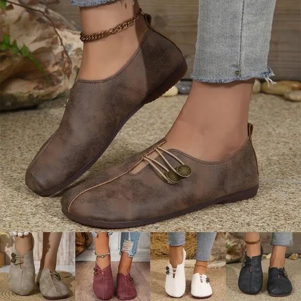 Nieuwe zachte platte lederen schoenen voor dames