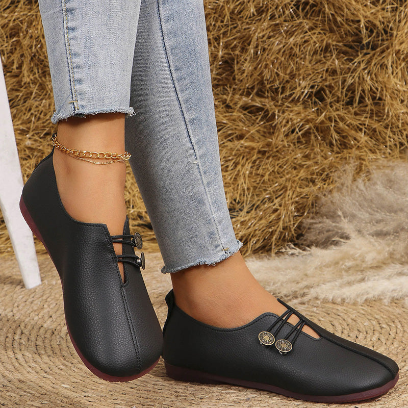 Nieuwe zachte platte lederen schoenen voor dames