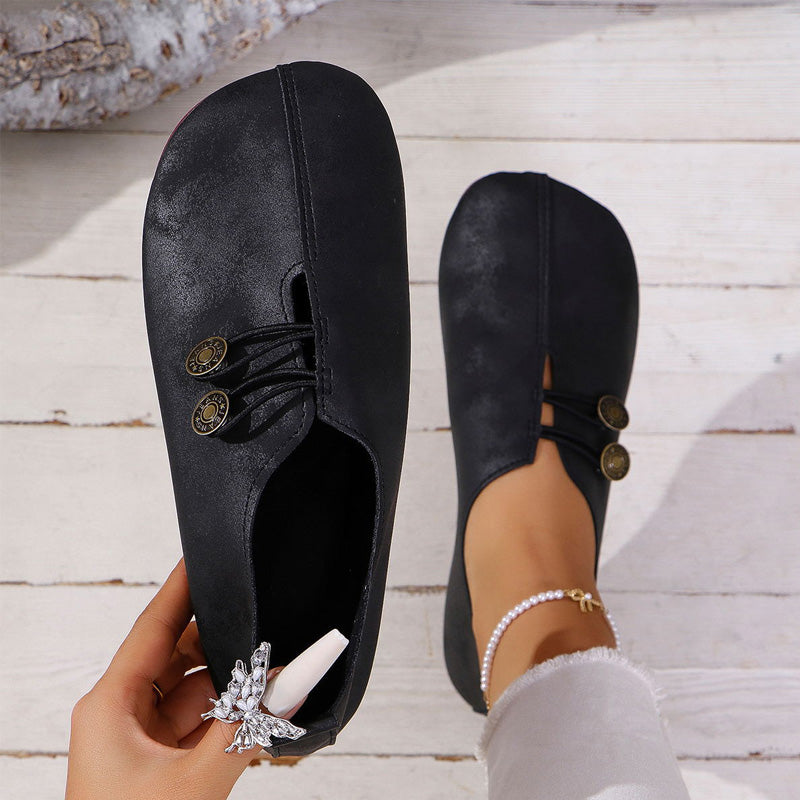 Nieuwe zachte platte lederen schoenen voor dames