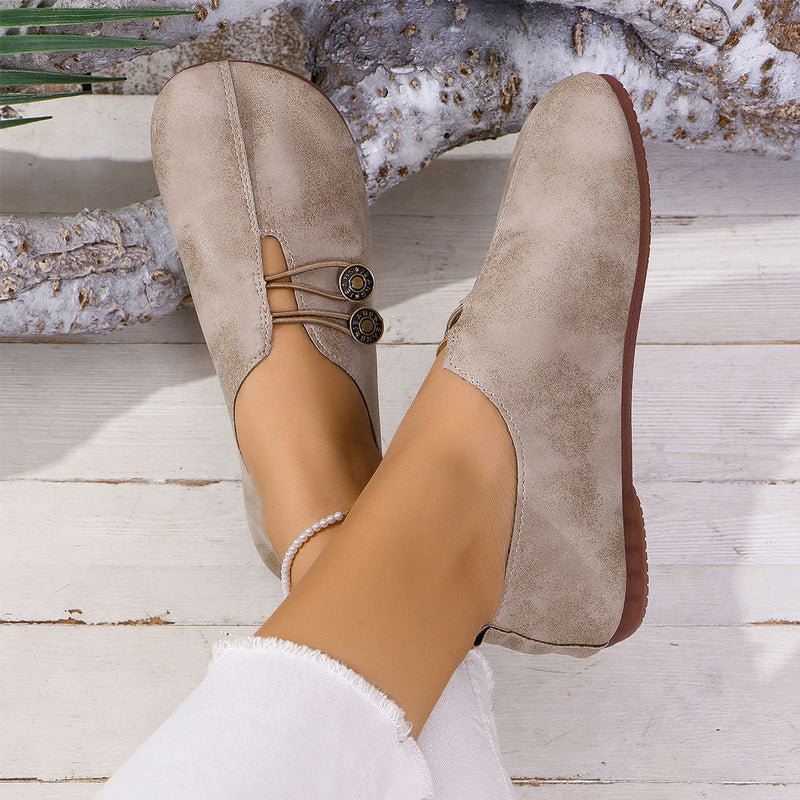 Nieuwe zachte platte lederen schoenen voor dames