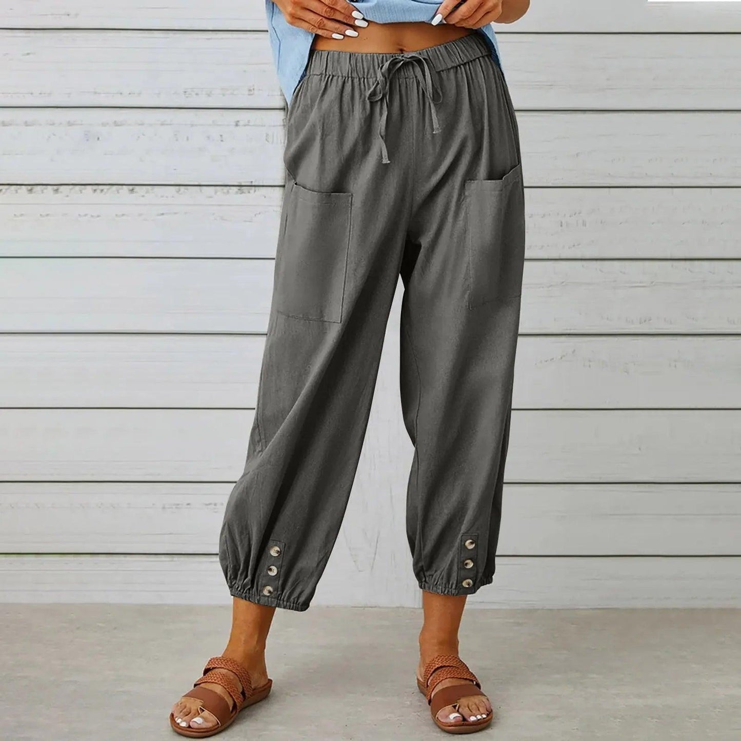 2025 Nieuwe zomerbroeken van katoen en linnen voor vrouwen, Nine Minute Pants