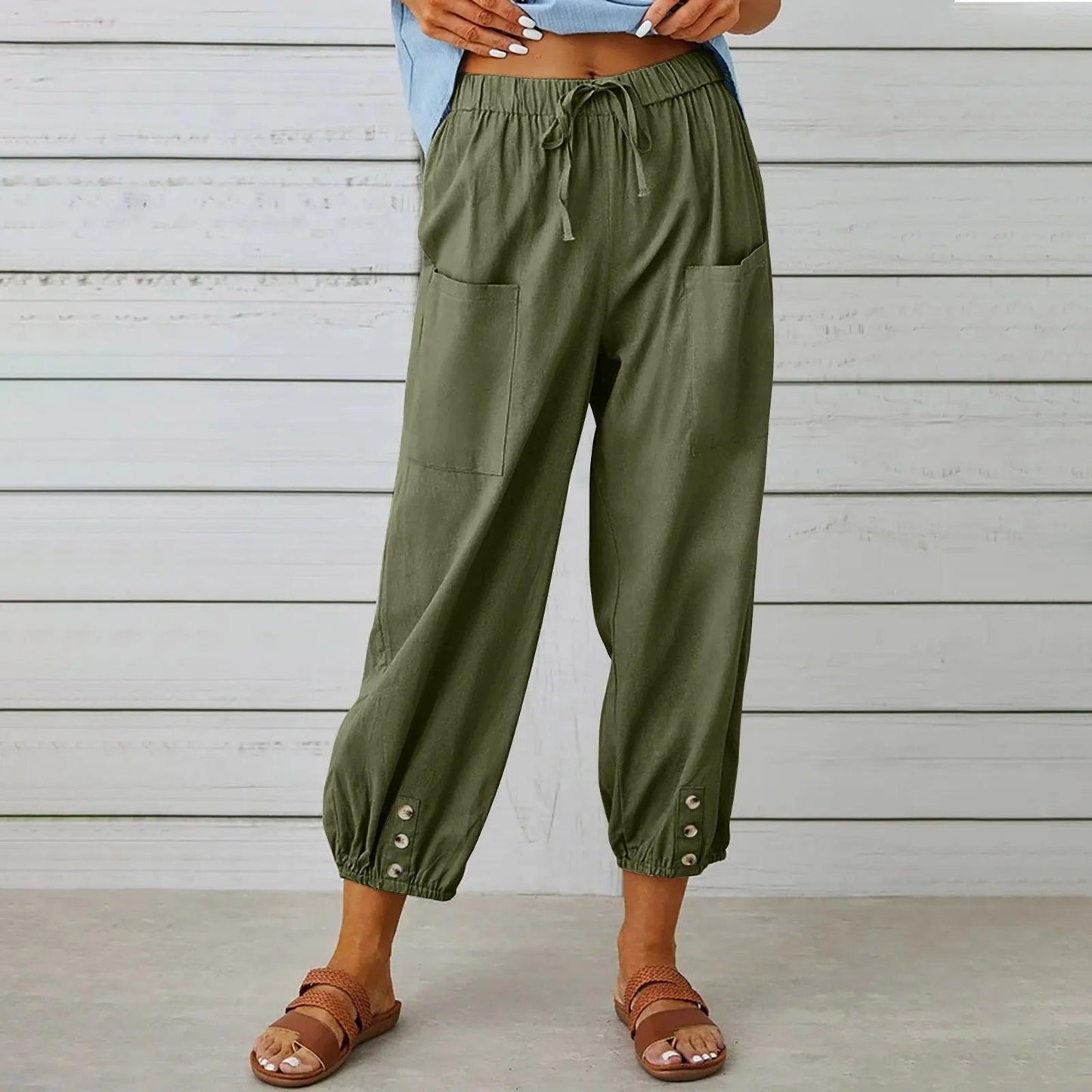 2025 Nieuwe zomerbroeken van katoen en linnen voor vrouwen, Nine Minute Pants