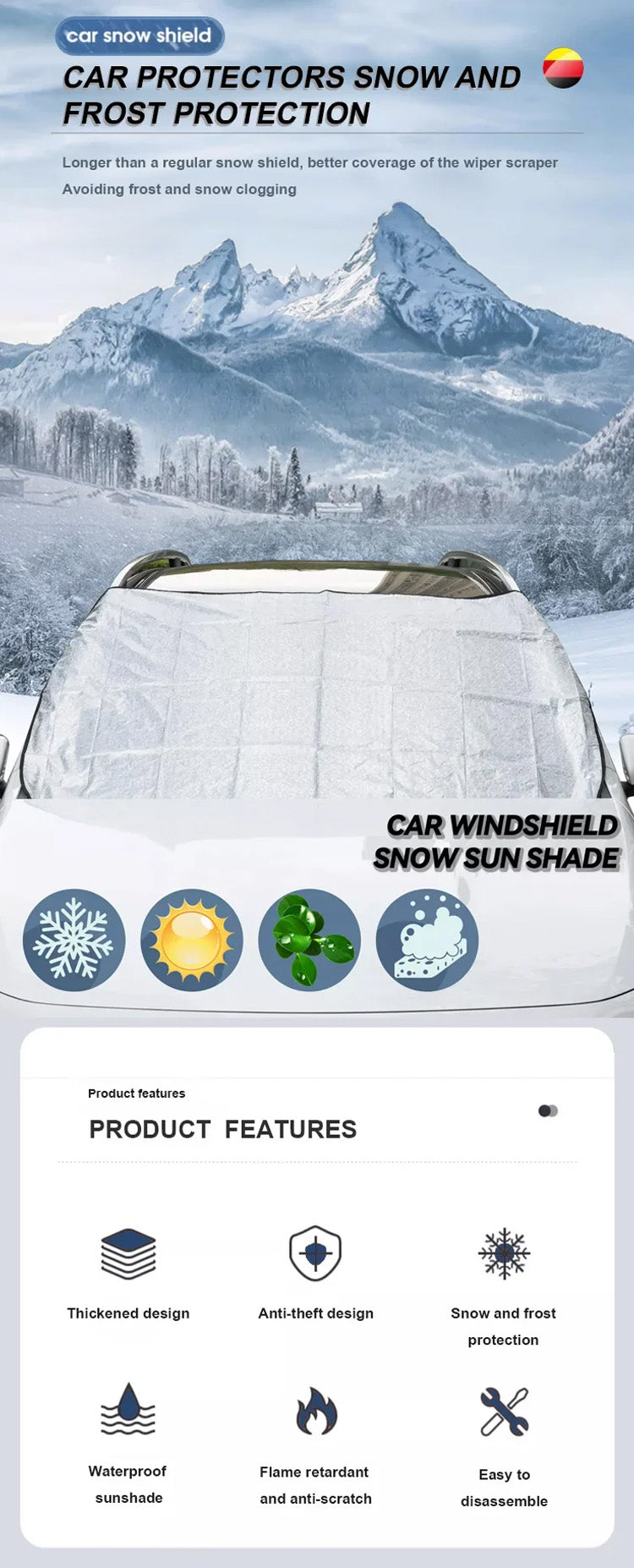 Magnetische sneeuwhoes voor auto'