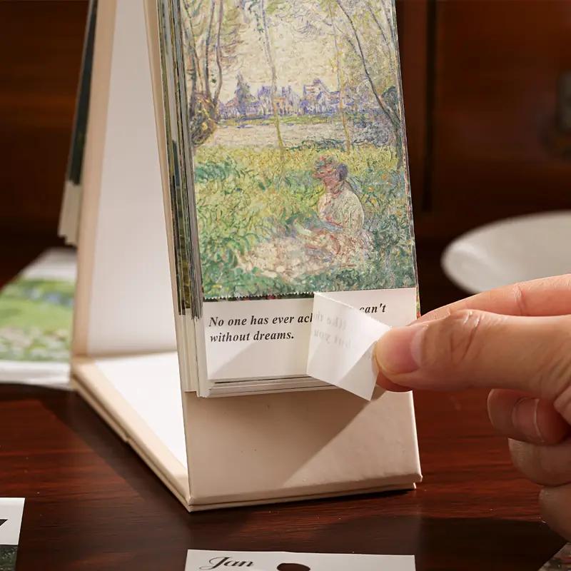 2026 Vintage / Europese stijl olieverfschilderij Flip kalender met vlinder hange