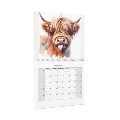 🐮Highland Cow Kalender 2026 – Rustieke boerderij wanddecoratie & maandplanner