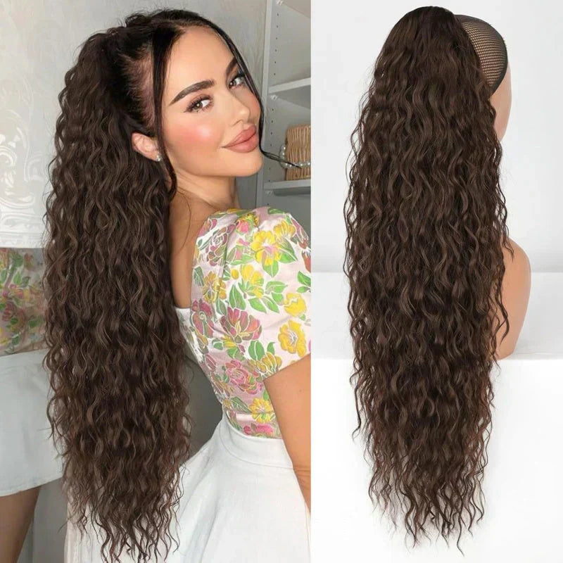 ⏳TIJDELIJK 50% KORTING💥💖 45 cm Krullend, Golvend Frizz-haardikker met Paardenstaart