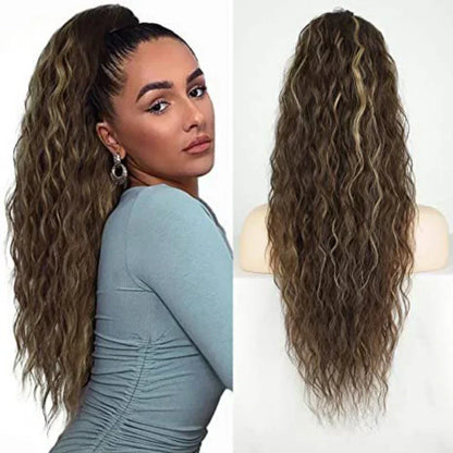 ⏳TIJDELIJK 50% KORTING💥💖 45 cm Krullend, Golvend Frizz-haardikker met Paardenstaart