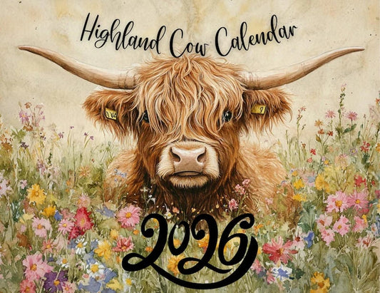 🐮Highland Cow Kalender 2026 – Rustieke boerderij wanddecoratie & maandplanner