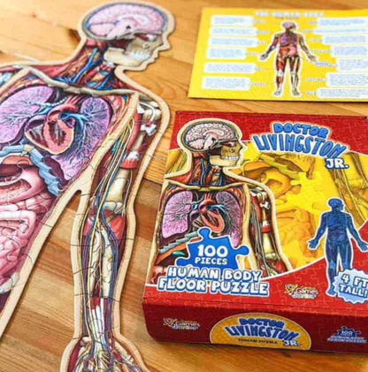 Vloerpuzzel voor kinderen met 100 stukjes van het menselijk lichaam