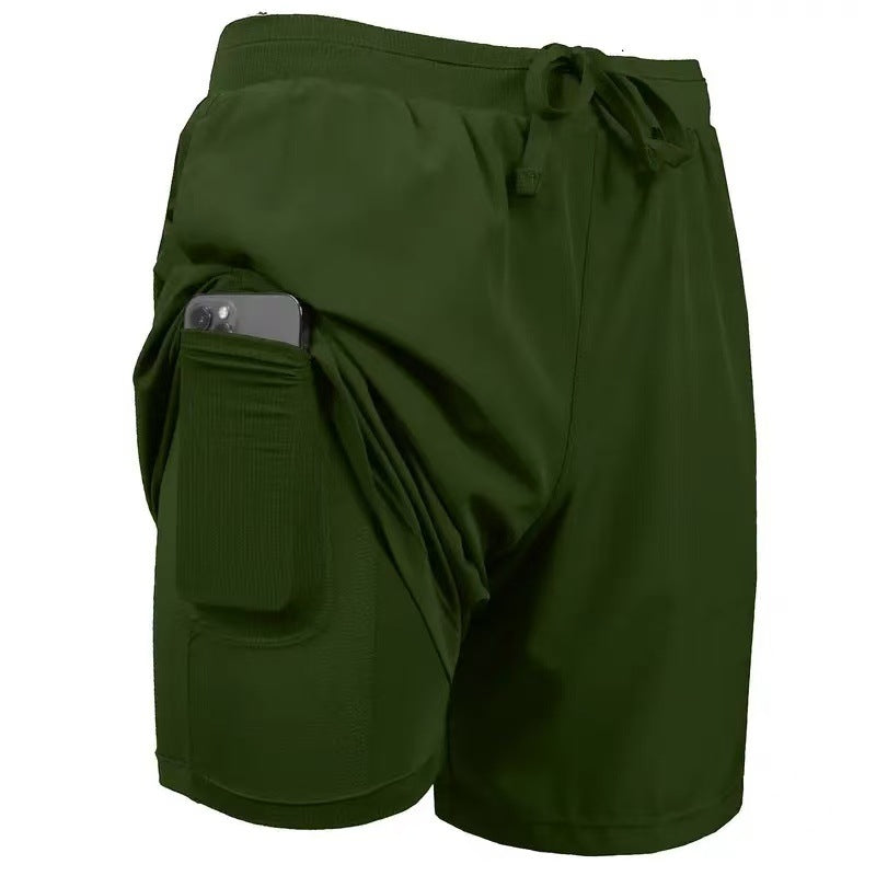2-in-1 stretchy, actieve en sneldrogende joggingshort met voering voor heren
