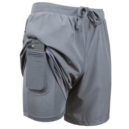 2-in-1 stretchy, actieve en sneldrogende joggingshort met voering voor heren