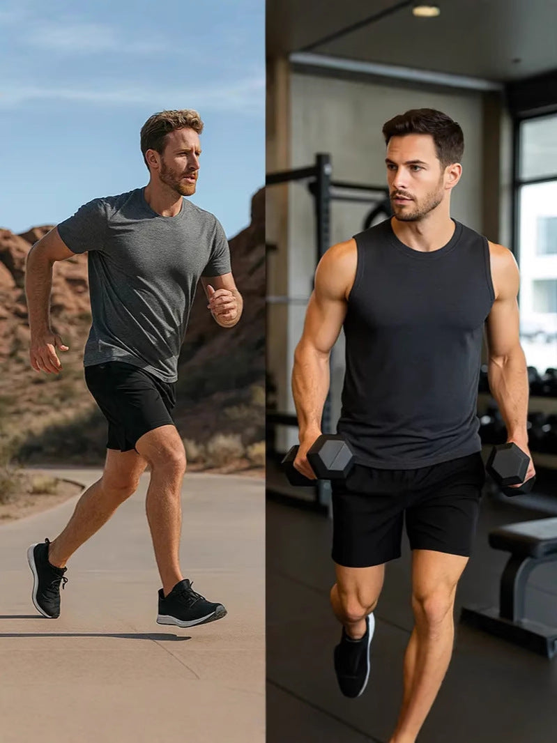 2-in-1 stretchy, actieve en sneldrogende joggingshort met voering voor heren