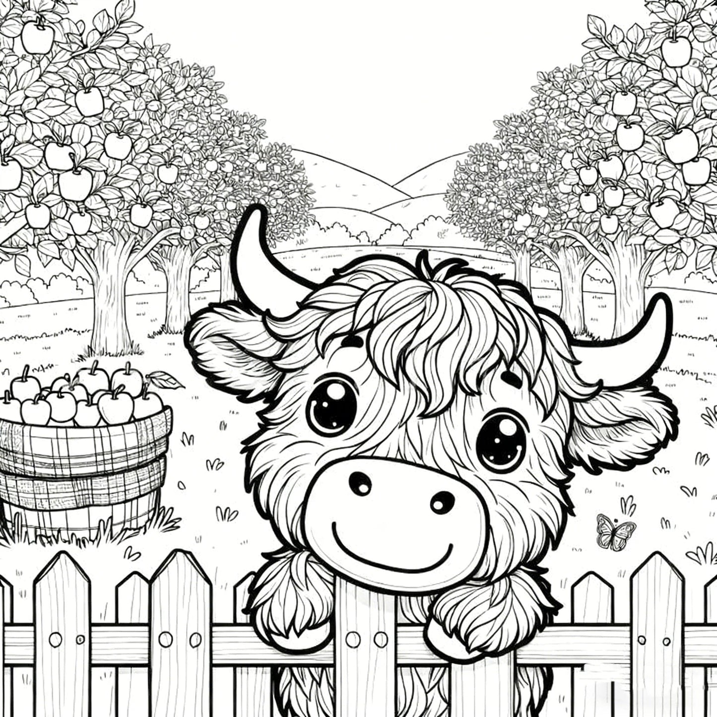 ⚡Black Friday-aanbiedingen 🐮Schattig Highland Bull Nummer Kleurboek