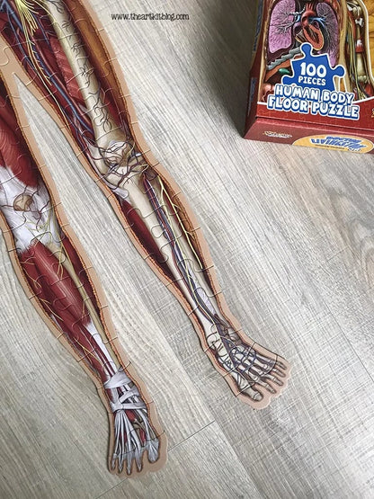 Vloerpuzzel voor kinderen met 100 stukjes van het menselijk lichaam