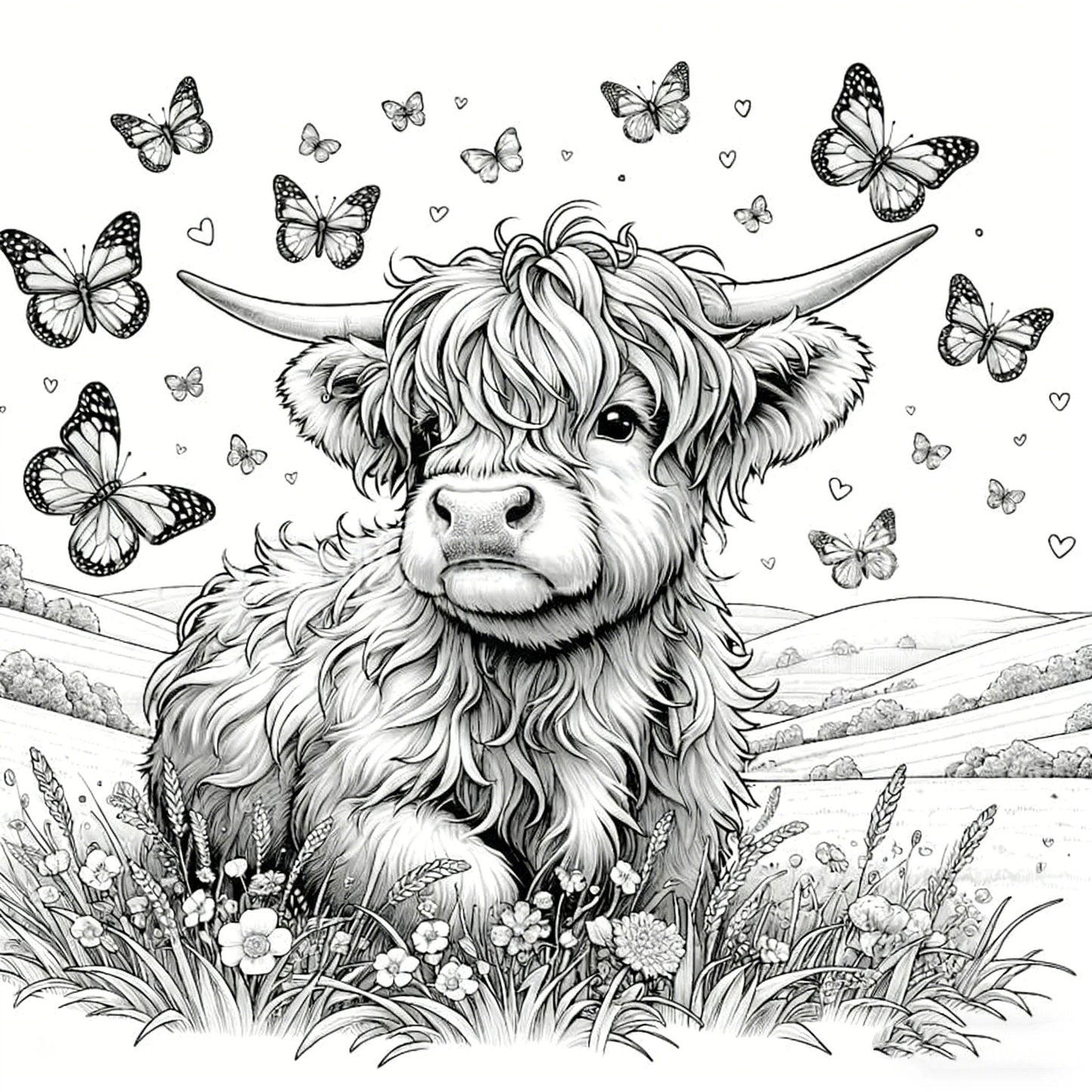 ⚡Black Friday-aanbiedingen 🐮Schattig Highland Bull Nummer Kleurboek