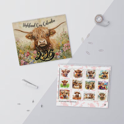 🐮Highland Cow Kalender 2026 – Rustieke boerderij wanddecoratie & maandplanner