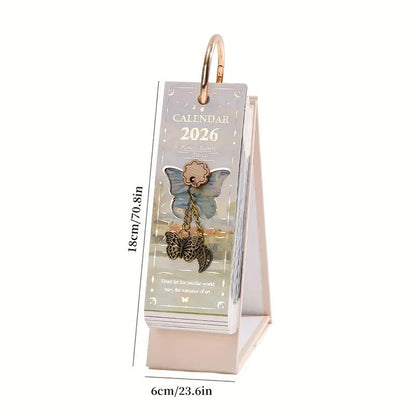 2026 Vintage / Europese stijl olieverfschilderij Flip kalender met vlinder hange