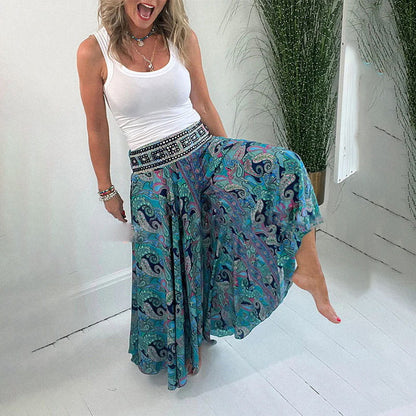 🌸Wat zal ik morgen aantrekken?💥Broek met elastische tailleband en etnisch patroon