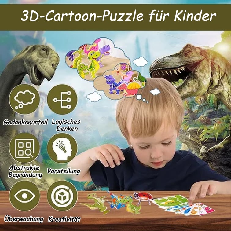 🧩 KERSTAANBIEDING 60% KORTING! ✨ Educatieve 3D-cartoonpuzzel – 57 stukjes in felle kleuren voor creatief leren voor kinderen 🎨