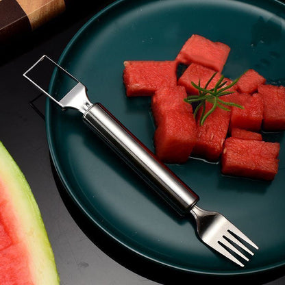 2 in 1 RVS Fruit Snijder Vork Snijplank