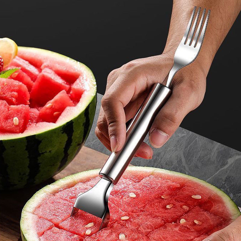 2 in 1 RVS Fruit Snijder Vork Snijplank