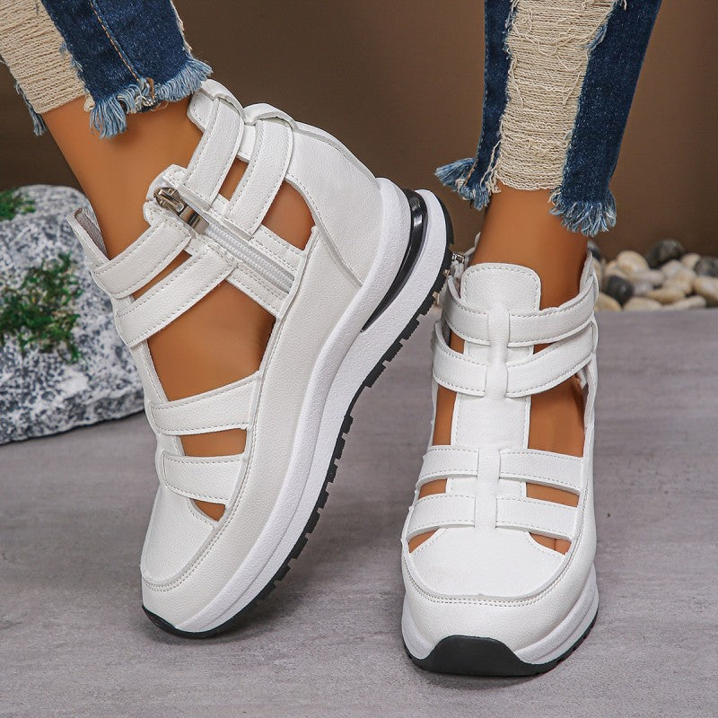 🔥 Laatste dag 60% korting - Comfortabele lichte wig sandalen met rits aan de zijkant