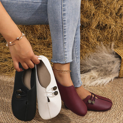 Nieuwe zachte platte lederen schoenen voor dames