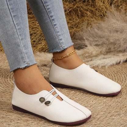 Nieuwe zachte platte lederen schoenen voor dames