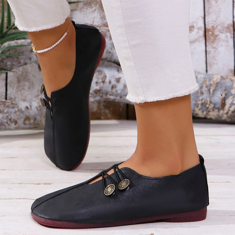 Nieuwe zachte platte lederen schoenen voor dames