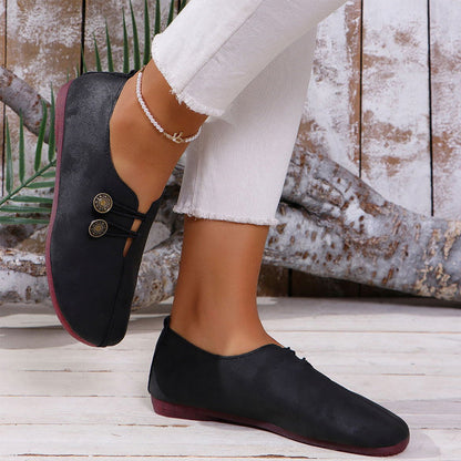 Nieuwe zachte platte lederen schoenen voor dames