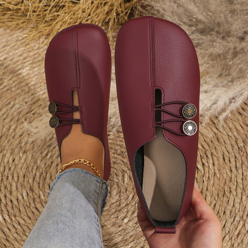 Nieuwe zachte platte lederen schoenen voor dames