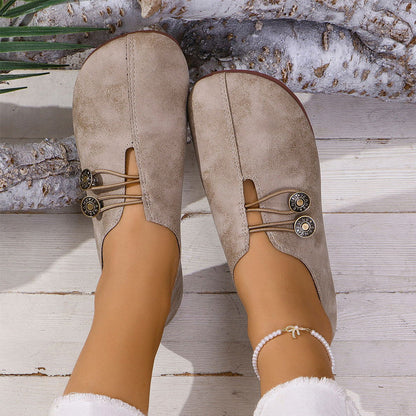 Nieuwe zachte platte lederen schoenen voor dames