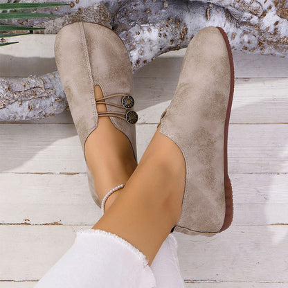 Nieuwe zachte platte lederen schoenen voor dames