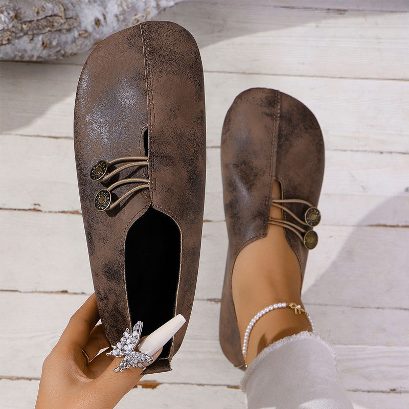 Nieuwe zachte platte lederen schoenen voor dames