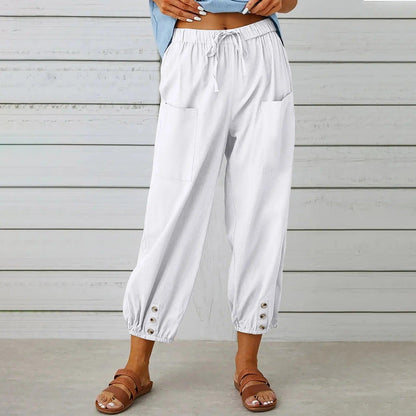 2025 Nieuwe zomerbroeken van katoen en linnen voor vrouwen, Nine Minute Pants