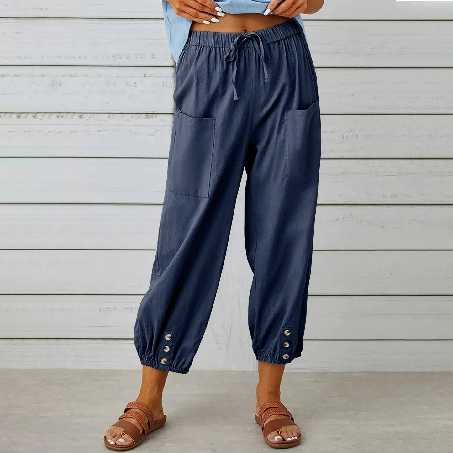 2025 Nieuwe zomerbroeken van katoen en linnen voor vrouwen, Nine Minute Pants