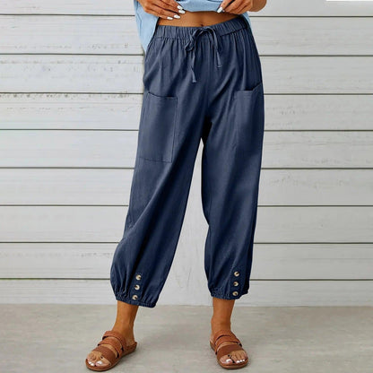 2025 Nieuwe zomerbroeken van katoen en linnen voor vrouwen, Nine Minute Pants