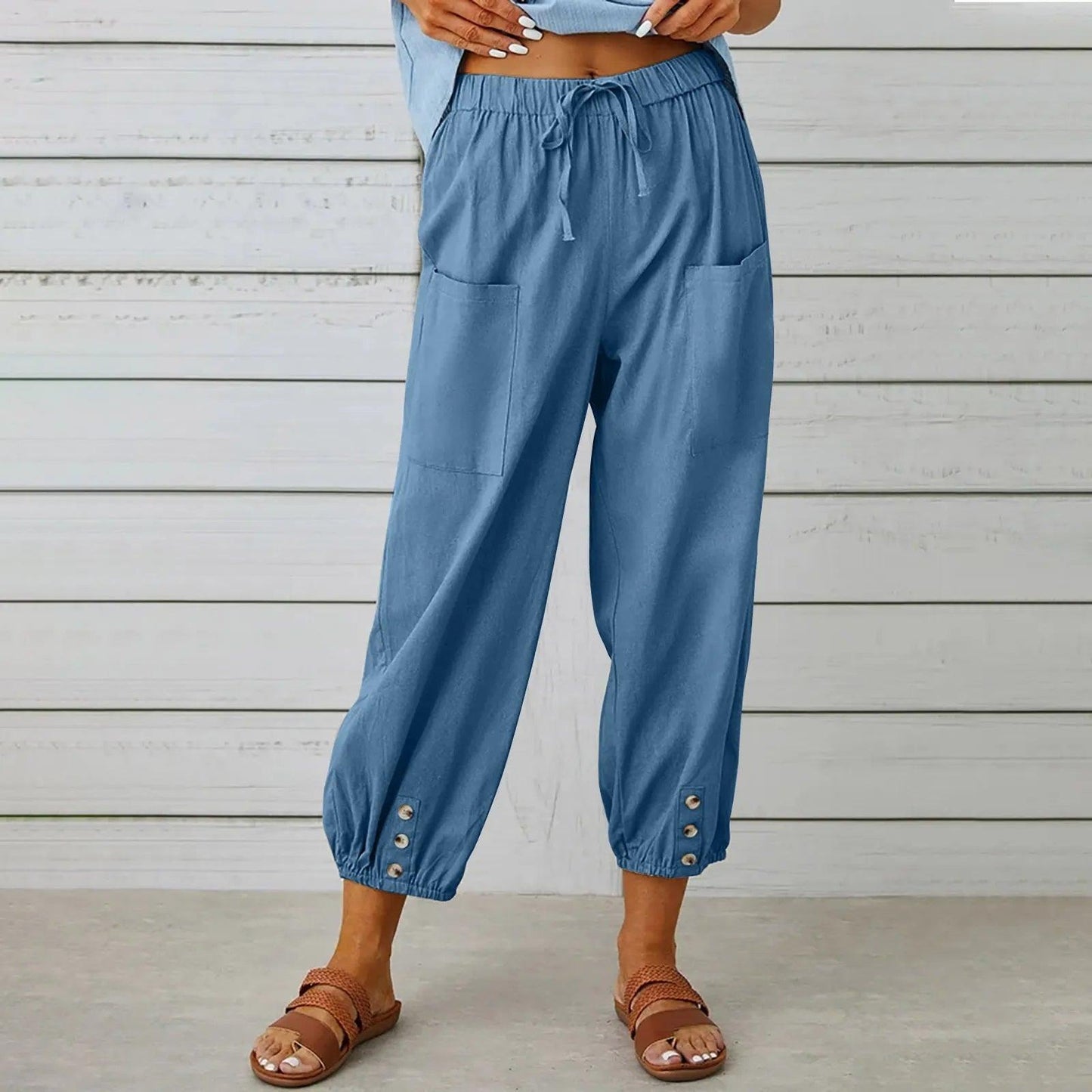 2025 Nieuwe zomerbroeken van katoen en linnen voor vrouwen, Nine Minute Pants